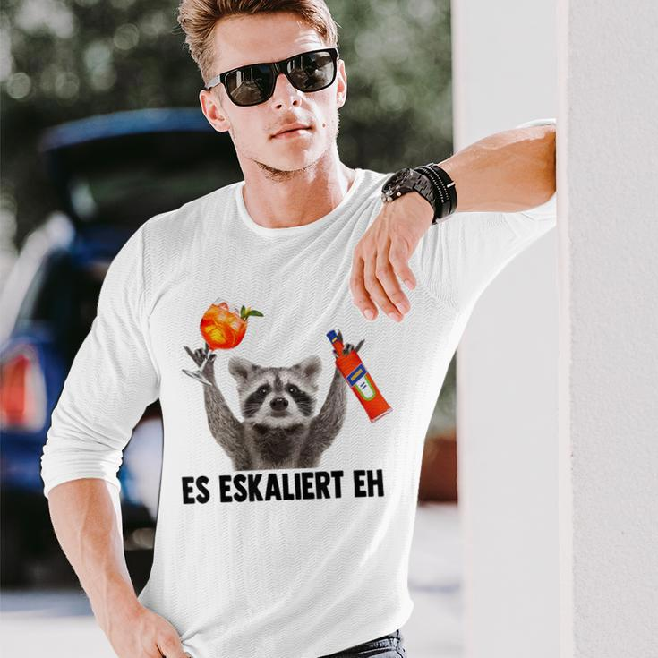 Es Eskaliert Eh X Raccoon Meme Racoon X Pedro Spritz Langarmshirts Geschenke für Ihn