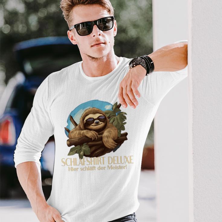 Faultier Pyjama Faultier Das Schläft Schlaf Langarmshirts Geschenke für Ihn