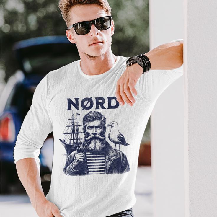 Fischer Mit Seagull Nord Sailor Captain Langarmshirts Geschenke für Ihn