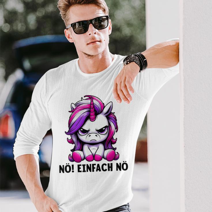 Unicorn Nö Einfach Nö Slogan Langarmshirts Geschenke für Ihn