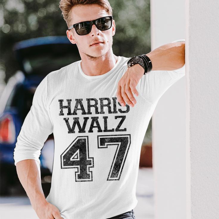 Harris Walz 2024 For President Kamala Harris Tim Waltz Gray Langarmshirts Geschenke für Ihn