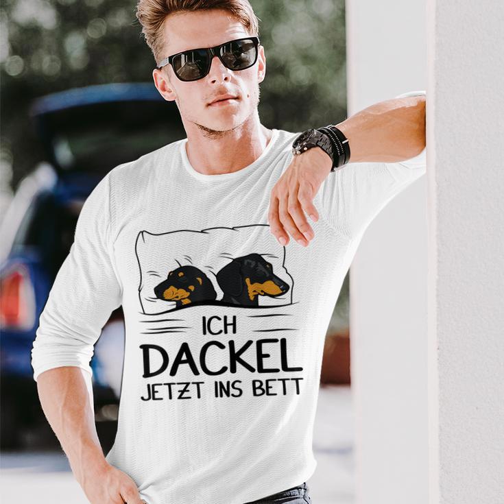 Ich Dackel Jetzt Ins Bett Dachshund Dog Sleeping Dog Langarmshirts Geschenke für Ihn