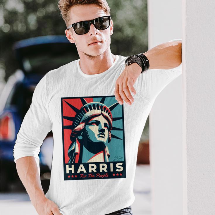 Kamala Harris 2024 Freiheitsstatue Repräsentiert Freiheit 2024 Langarmshirts Geschenke für Ihn