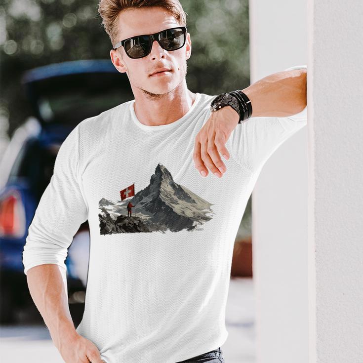 Matterhorn Bekleibung Gray Langarmshirts Geschenke für Ihn