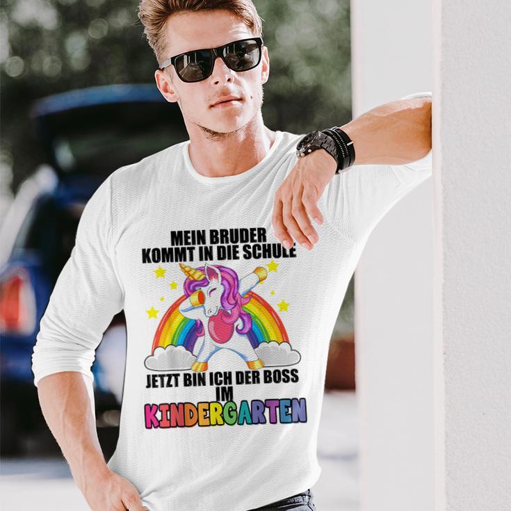 Mein Bruder Kommt Zur Schule Jetzt Bin Ich Kindergarten Boss Langarmshirts Geschenke für Ihn