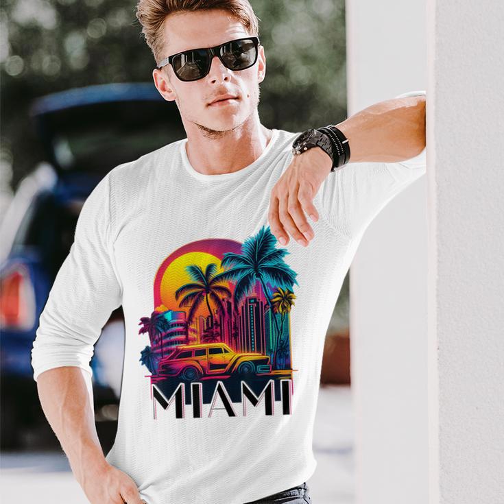 Miami Floridaibrant Colorful Miami Souvenir Langarmshirts Geschenke für Ihn