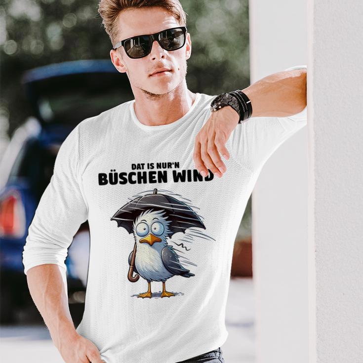 Möwe Sturm Hurricane Schietwetter Dat Is Nur 'N Büschen Wind Gray Langarmshirts Geschenke für Ihn