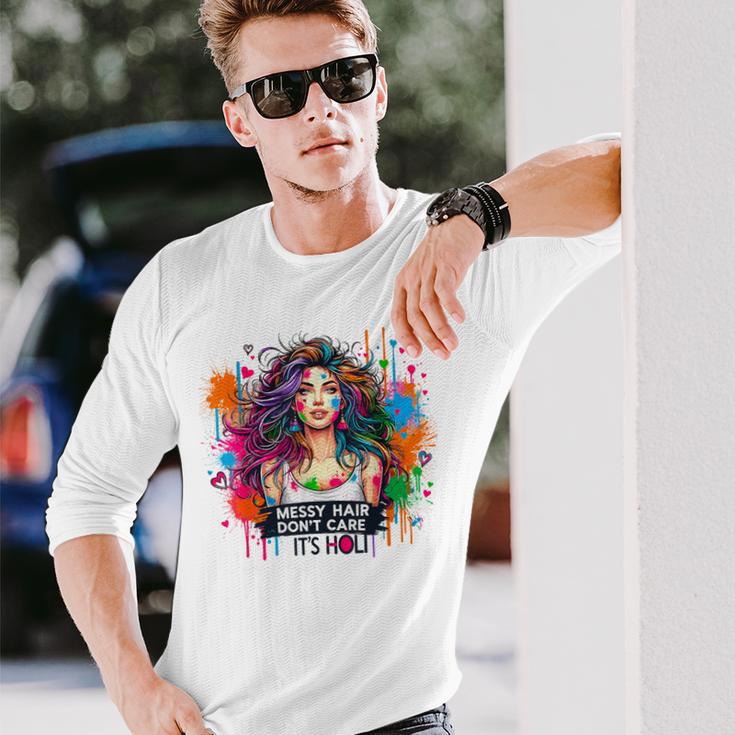 Unordentliches Haar Ist Egal Es Ist Holi Festival Of Colors Langarmshirts Geschenke für Ihn