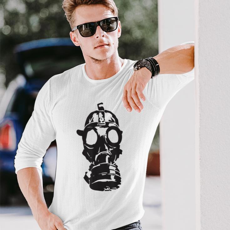 Wwii Wwi Abnormal Gas Mask Style Long Sleeve T-Shirt - Monsterry