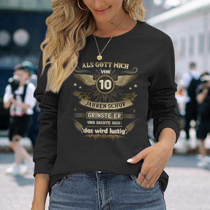 10Th Birthday Als Gott Michor 10 Jahre Schuf Grinste Er Grins Langarmshirts Geschenke für Sie