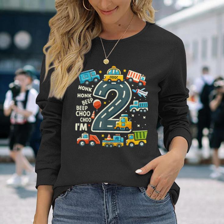 2 Jahre Alt Geburtstag Junge Lkw Auto Transport Langarmshirts Geschenke für Sie