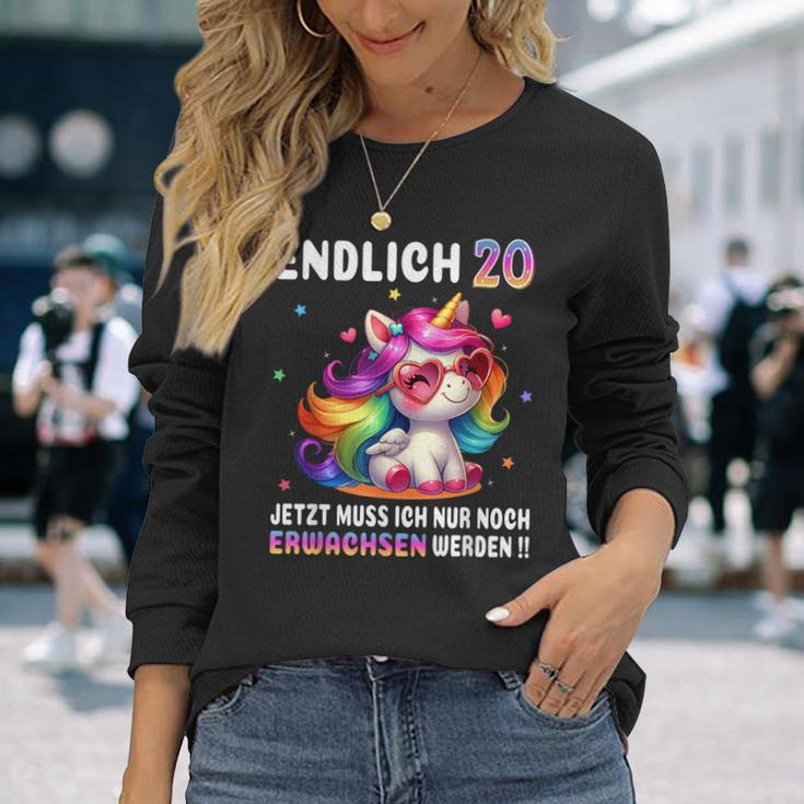 20 Geburtstag Geschenke Frau 20 Jahre Einhorn Party Outfit Langarmshirts Geschenke für Sie