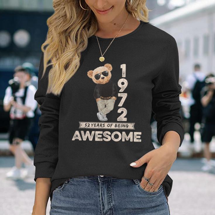 52 Geburtstag Herren Damen 1972 Original Awesome Teddybär Langarmshirts Geschenke für Sie