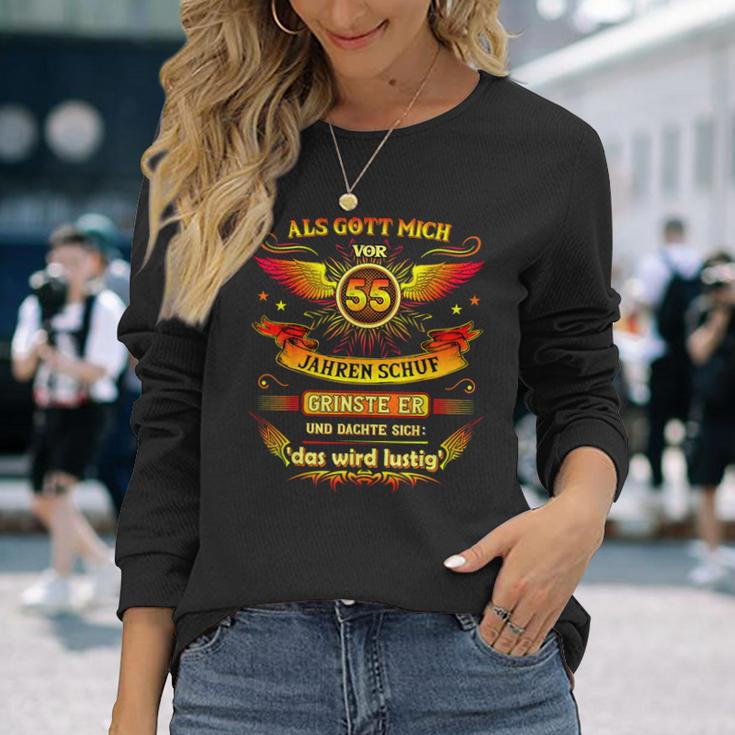 55Th Birthday Als Gott Michor 55 Jahre Schuf Grinste Er 55Th Langarmshirts Geschenke für Sie