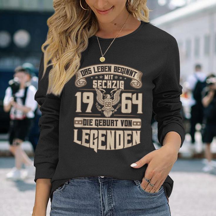 60Th Birthday Life Beginnt Mit 60 Jahrgang 1964 Anniversary Langarmshirts Geschenke für Sie