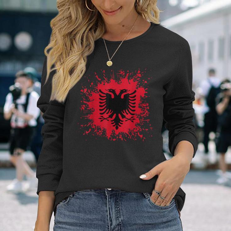 Albania Flag Shqiperi Albanian Flag Shqiperia Langarmshirts Geschenke für Sie