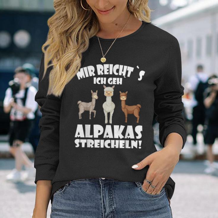 Alpaca And Lamas Mir Reichts Ich Geh Alpakas Streicheln Langarmshirts Geschenke für Sie