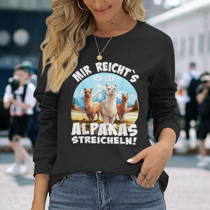 Alpaca And Lamas Mir Reichts Ich Geh Alpakas Streicheln Langarmshirts Geschenke für Sie