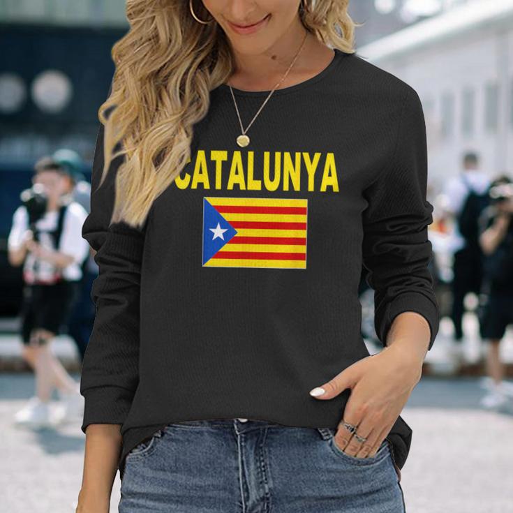 Bandera Catalunya Cool Catalan Cataluña Estelada Banderas Camiseta de manga larga Regalos para ella