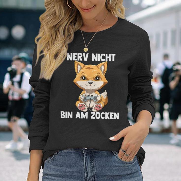 Bin Am Zocken Gaming Fox Langarmshirts Geschenke für Sie