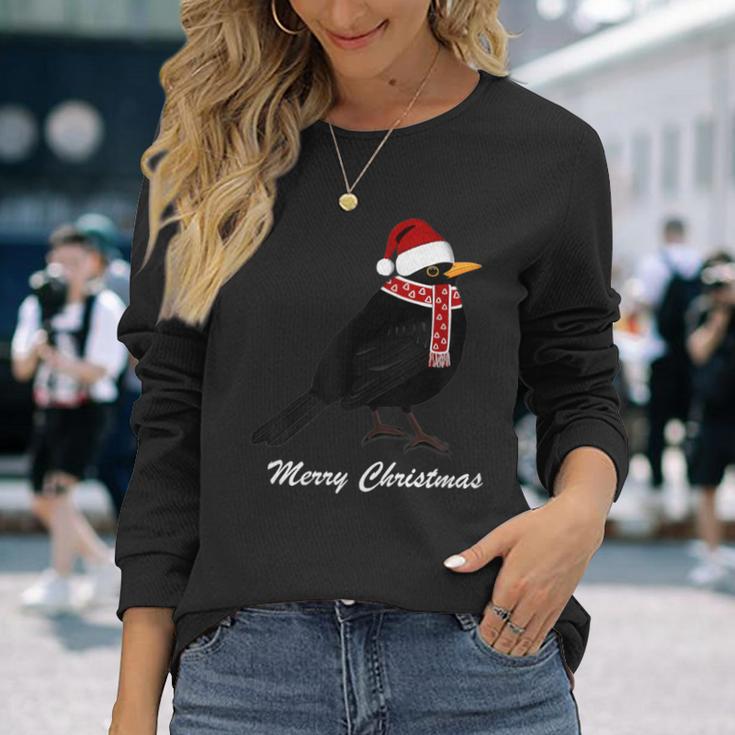 Bird With Red Christmas Hat Scarf Christmas Outfit Bird Langarmshirts Geschenke für Sie