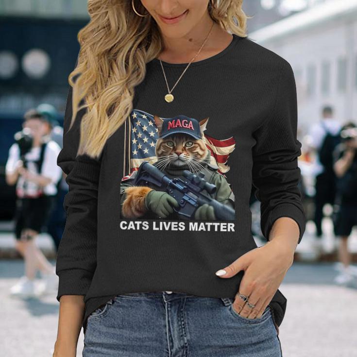 Cats Life Important Trump 2024 Cat Maga Langarmshirts Geschenke für Sie