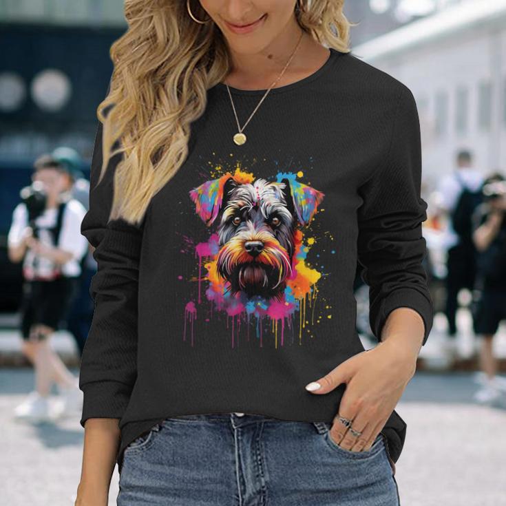 Colourful Miniature Schnauzer Dog Langarmshirts Geschenke für Sie