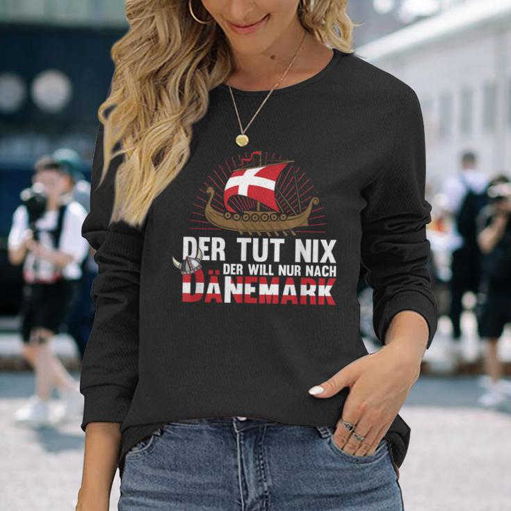 Denmark Flag Holiday Scandinaviaiking Langarmshirts Geschenke für Sie