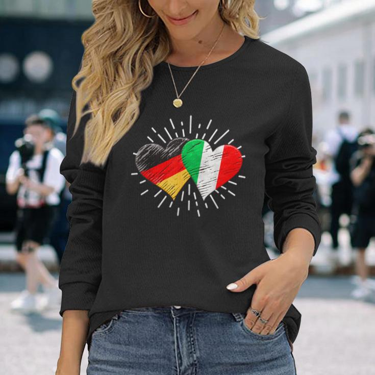 Deutschland Italien Freundschaft Herz German Italian Langarmshirts Geschenke für Sie