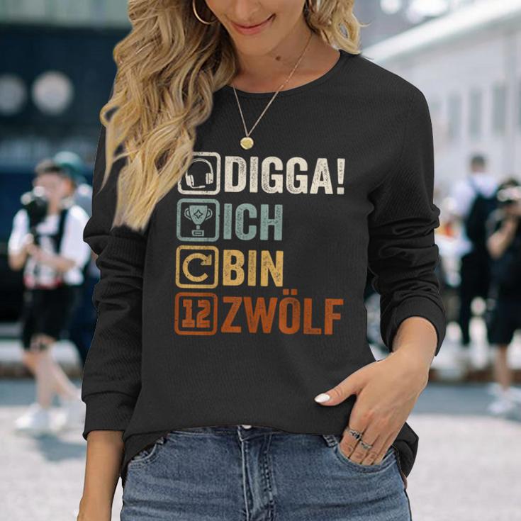 Digga Ich Bin 12 Zwölf Jahre 12Th Birthday Boy Gamer Langarmshirts Geschenke für Sie