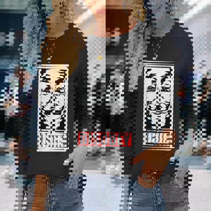 Disobey Disobedienza Anonymous Revolution Maglietta a maniche lunghe Regalos para ella