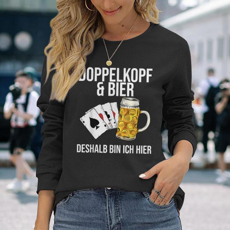 Doppelkopf Und Bier Da Bin Ich Hier Langarmshirts Geschenke für Sie