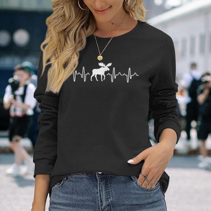 Elk Herzschlag Ekg Scandinavia Northlicht S Langarmshirts Geschenke für Sie