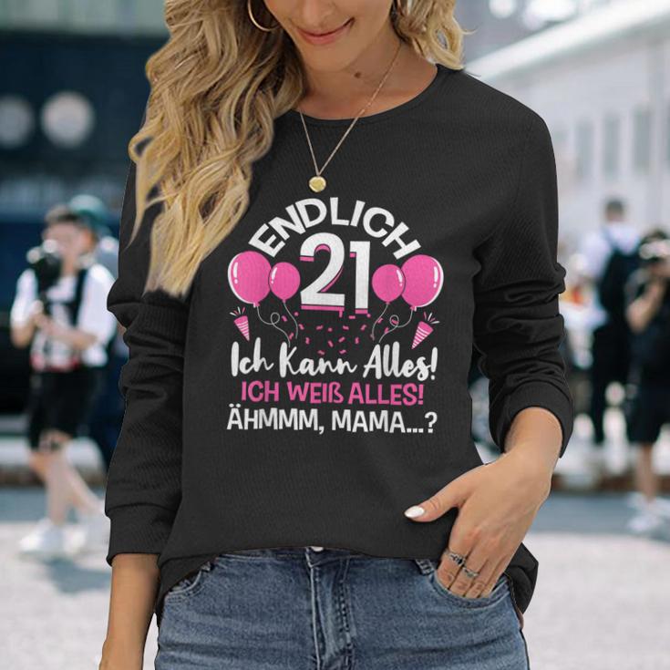 Endlich 21 Birthday Ich Kann Alles Ich Weiß Alles Geschenk Langarmshirts Geschenke für Sie