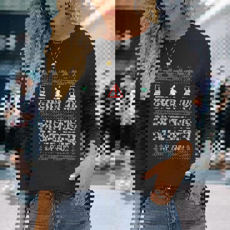 Error 404 Sweater Not Found Computer Christmas Maglietta a maniche lunghe Regalos para ella