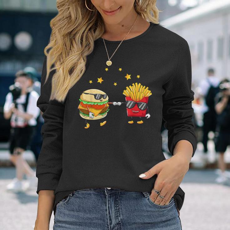 Burger And Pommes Friends Cheeseburger Hamburger Langarmshirts Geschenke für Sie