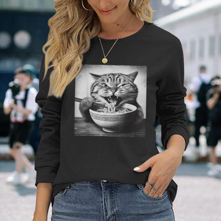 Cat Ramen Fiesta Kitten Anime Ramen Cat Enthusiast Langarmshirts Geschenke für Sie