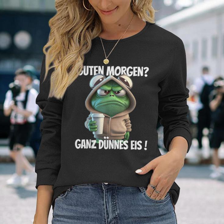 Guten Morgen Ganz Dünnes Eis Frog Motif Langarmshirts Geschenke für Sie