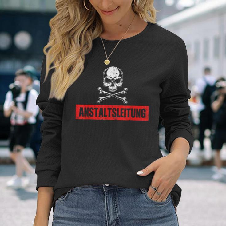 With Ironic Anstaltleitung Skull Slogan S Langarmshirts Geschenke für Sie