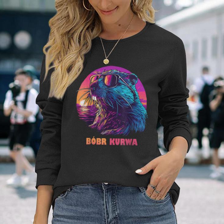 Polish Beaver Meme Bober Bóbr Kurwa Langarmshirts Geschenke für Sie