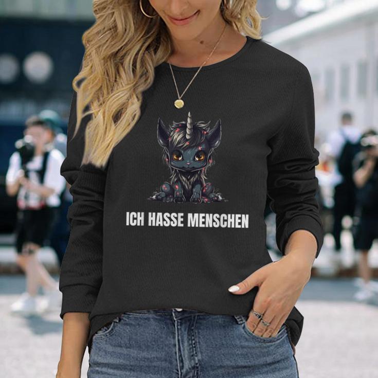 Unicorn Ich Hasse Menschen Langarmshirts Geschenke für Sie