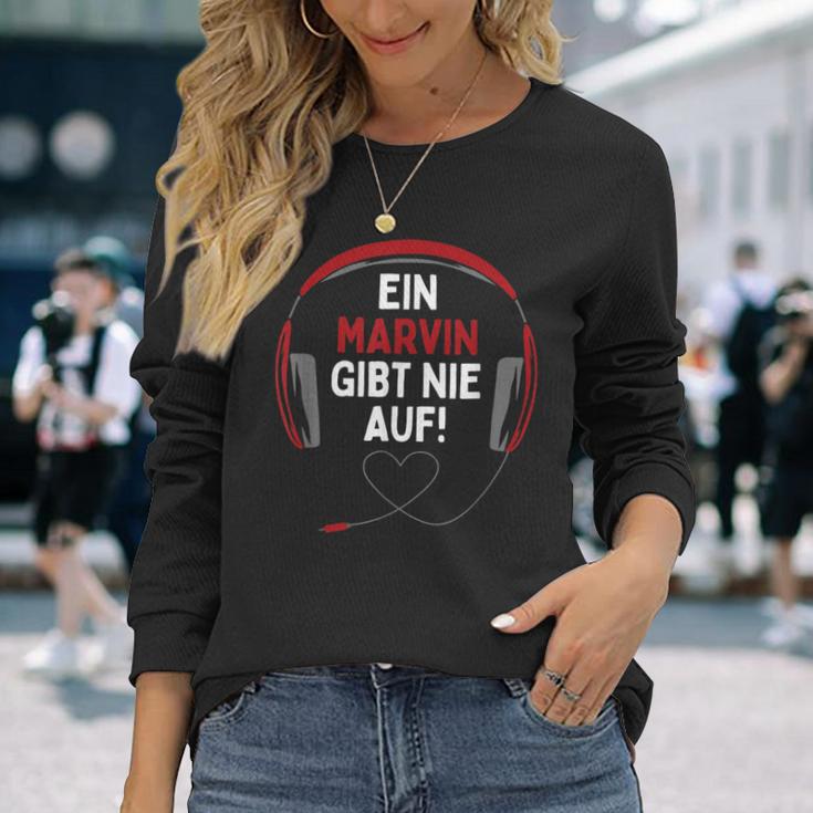 Gaming Headphones Ein Marvin Gibt Nie Auf Personalised Langarmshirts Geschenke für Sie