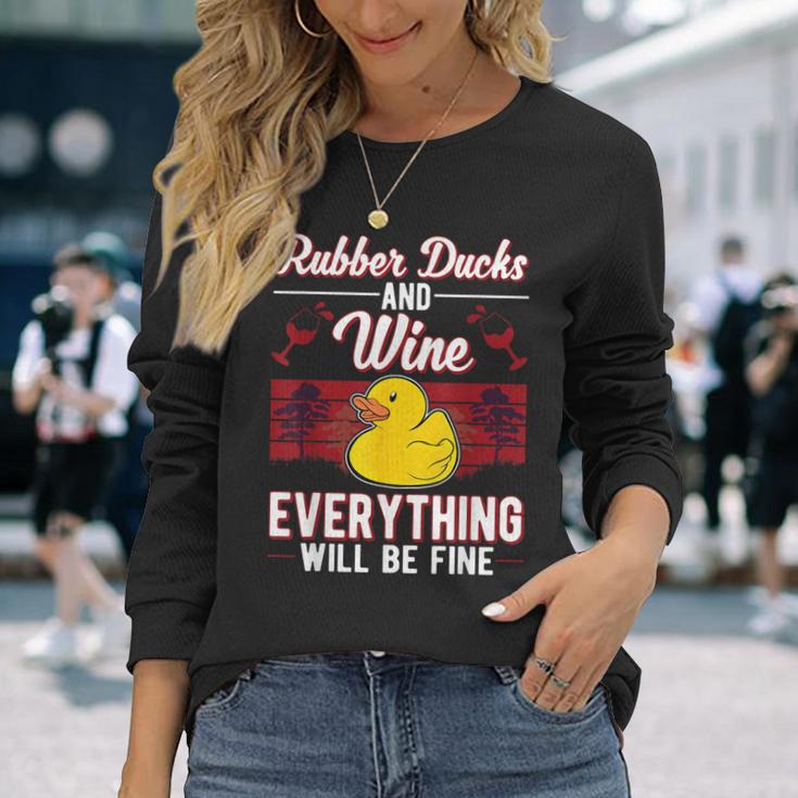 Gummiente Und Wein Badeente Quietscheente Gummiente Langarmshirts Geschenke für Sie