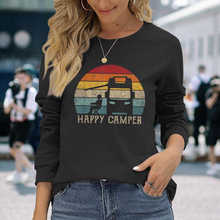 Happy Camper Rv 70S Retro Camperan Camping S Langarmshirts Geschenke für Sie