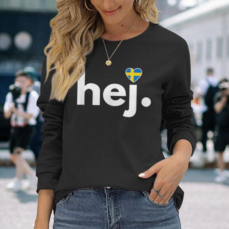 Hej Sweden Fan Travel Hobby Stockholm Langarmshirts Geschenke für Sie