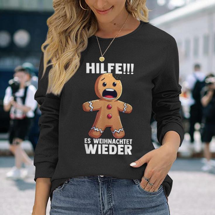 Hilfe Es Weihnachtet Wieder X Xmas Christmas Gingerbread Langarmshirts Geschenke für Sie