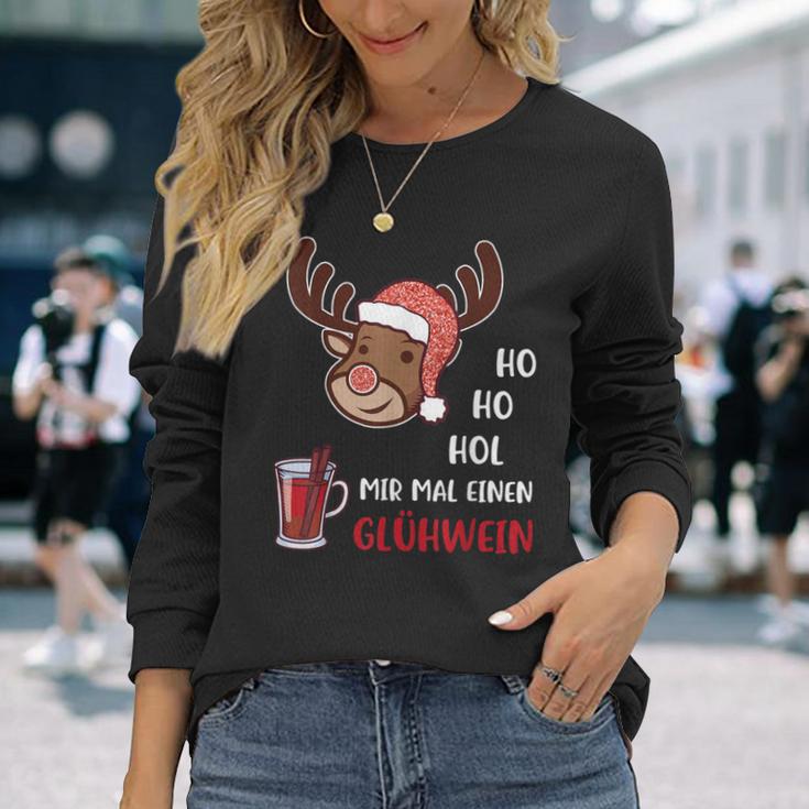 Ho Ho Hol Mir Einen Glühwein Christmas Reindeer Rudolf Langarmshirts Geschenke für Sie