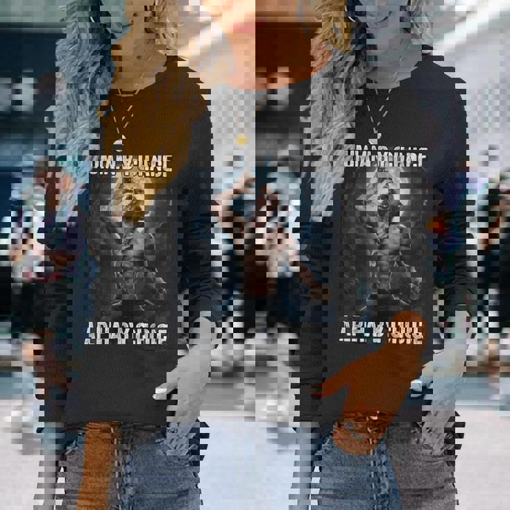 Human By Chance Alpha By Choice Cool Alpha Wolf Meme Long Sleeve T-Shirt Gifts for Her