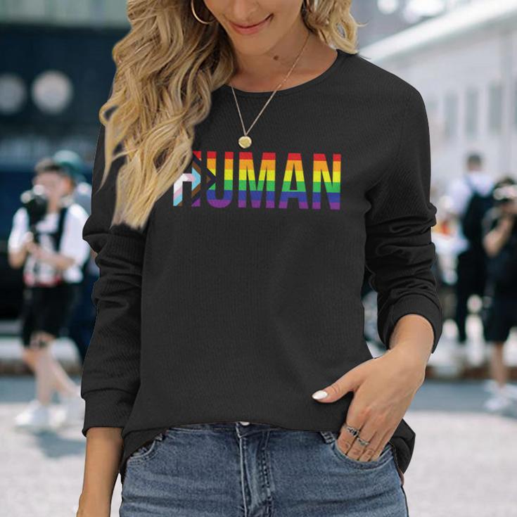 Human Lgbtqia Flag Lgbtq Flag Human Lgbtqia S Langarmshirts Geschenke für Sie