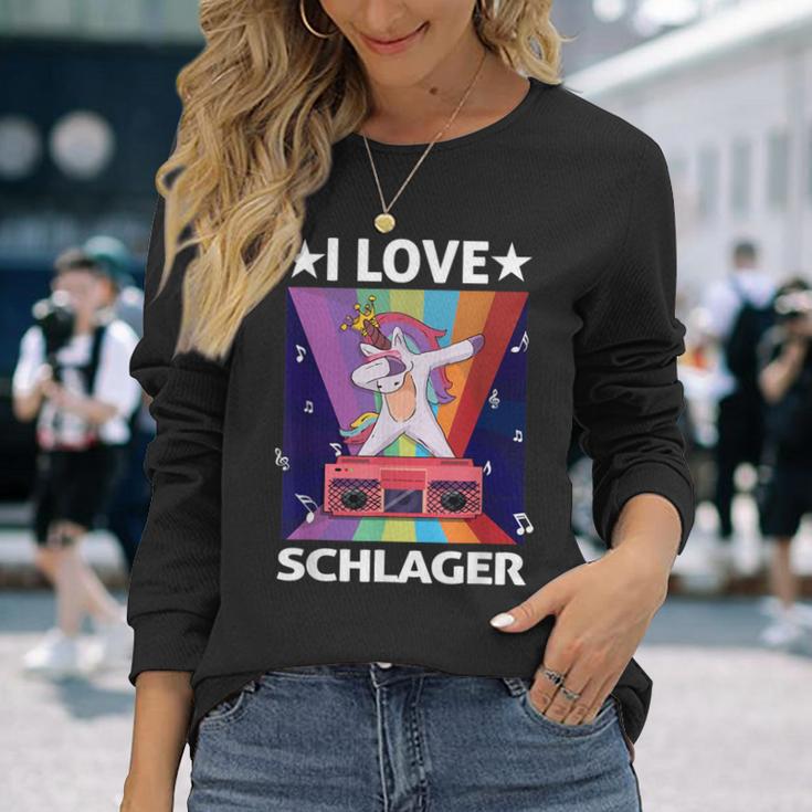 Ich Liebe Schlager Party Costume Folk Music I Love Schlager S Langarmshirts Geschenke für Sie